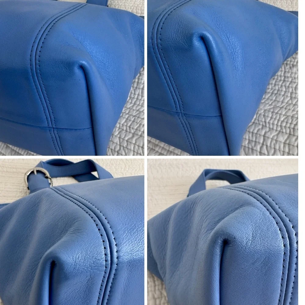 Coach Vintage Waverly Tote 4133 Blue Periwinkle Glovetanned Leather 1997 RARE